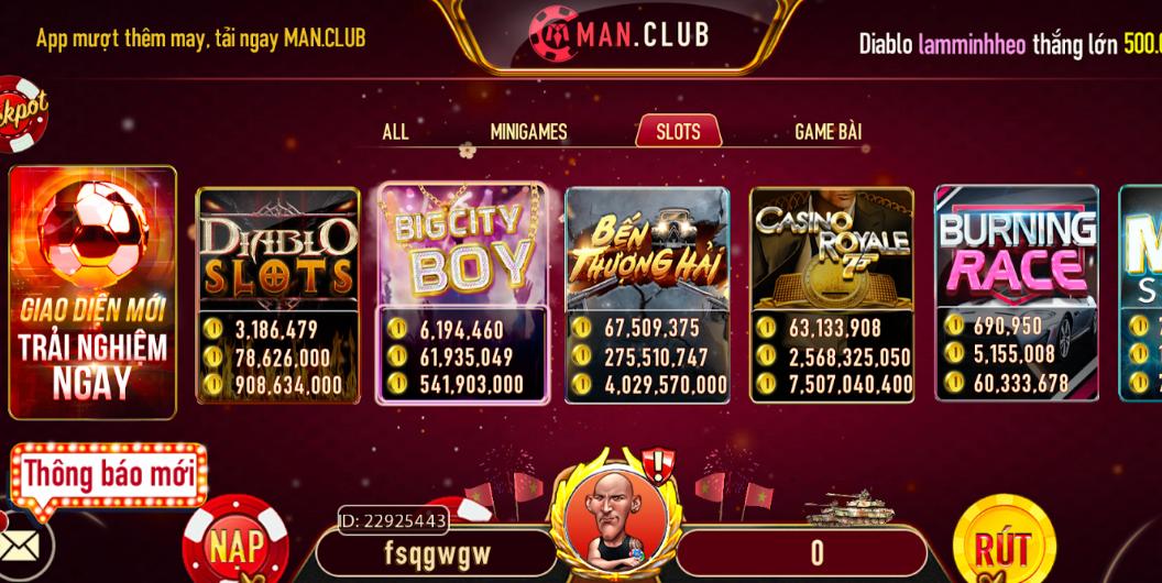 Tìm hiểu những nét chính về Slots Game MANCLUB
